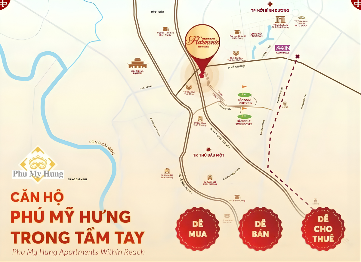 Vị trí The Harmonie Phú Mỹ Hưng Bình Dương 